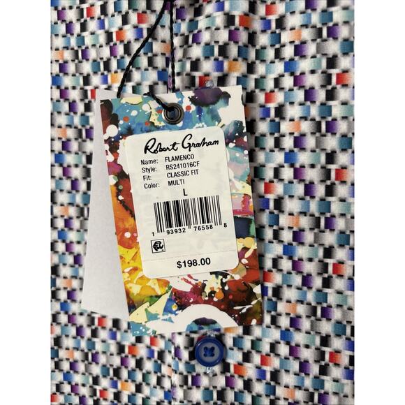 NWT Robert Graham Flamenco Mens Large Button Up Shirt Geometric AOP $198 L/S - Picture 11 of 14